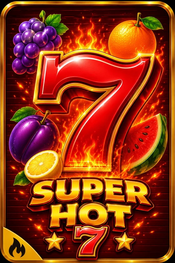 Slot Super Hot 7 com símbolos de fruta em chamas